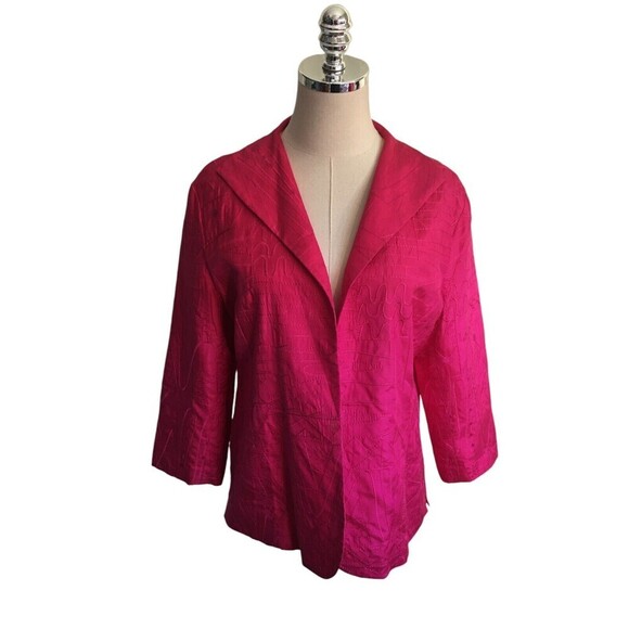 Chico's Jacket Blazer Women's Size Large / 12  Hot Pink Silk Open - Picture 1 of 6